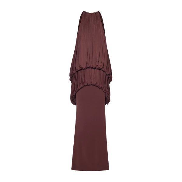 CHATS by C.Dam Mayer Dress in Dark Burgundy | Maxi Dresses | Coveti
