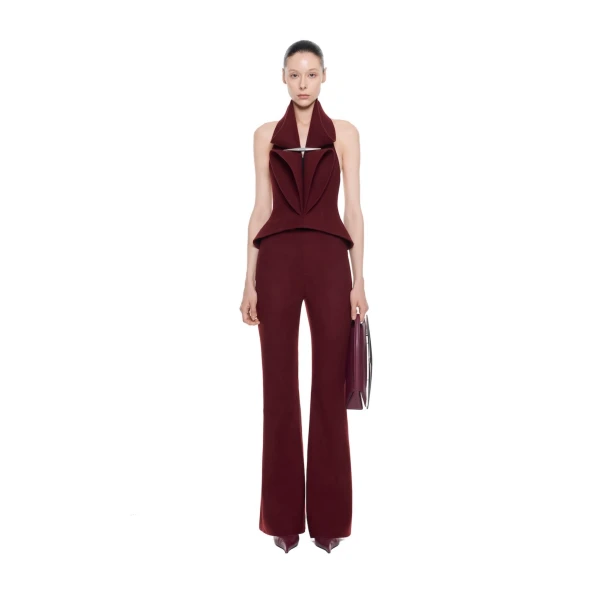 CHATS by C.Dam Miram Trousers in Maroon Red, view 2
