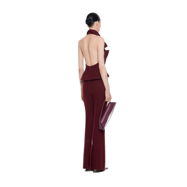 CHATS by C.Dam Miram Trousers in Maroon Red, view 3