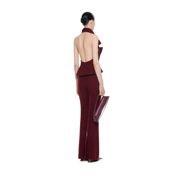 CHATS by C.Dam Mizar Halter Top in Maroon Red | Sleeveless | Coveti