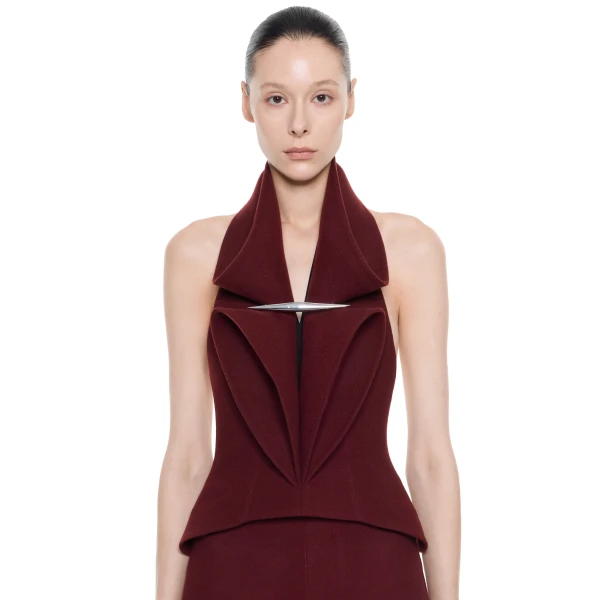 CHATS by C.Dam Mizar Halter Top in Maroon Red | Sleeveless | Coveti