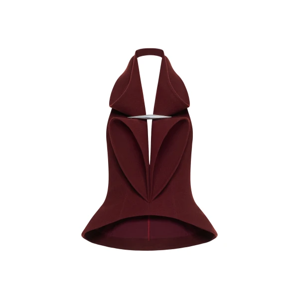 CHATS by C.Dam Mizar Halter Top in Maroon Red | Sleeveless | Coveti
