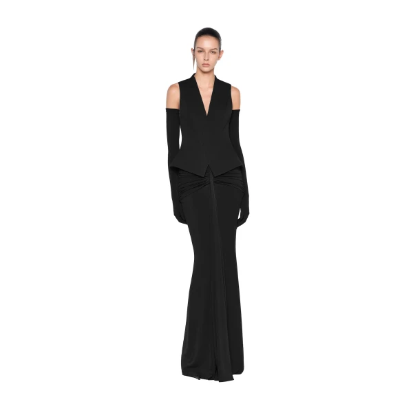 CHATS by C.Dam Noura Vest and Skirt Set in Black, view 2