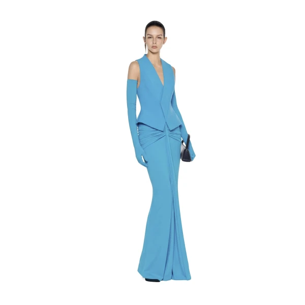 CHATS by C.Dam Noura Vest and Skirt Set in Cerulean Blue | Vests | Coveti