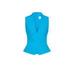 CHATS by C.Dam Noura Vest and Skirt Set in Cerulean Blue | Vests | Coveti