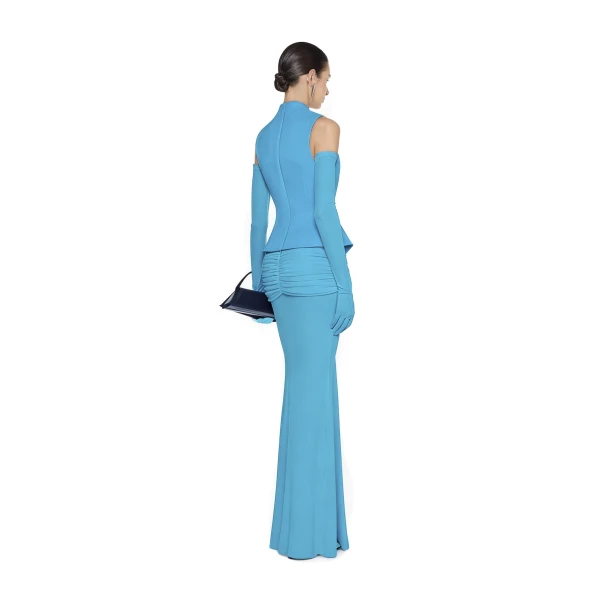 CHATS by C.Dam Noura Vest and Skirt Set in Cerulean Blue | Vests | Coveti