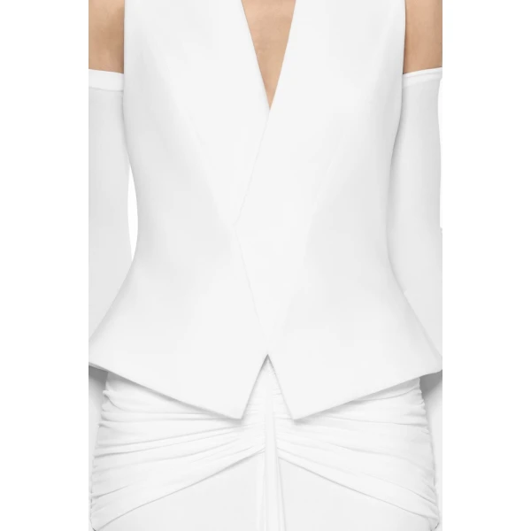 CHATS by C.Dam Noura Vest and Skirt Set in White | Vests | Coveti
