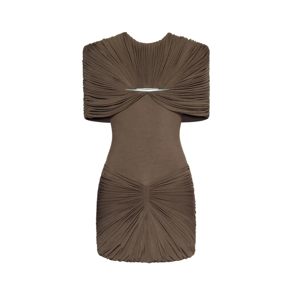 CHATS by C.Dam Rachel Dress in Brown | Mini Dresses | Coveti