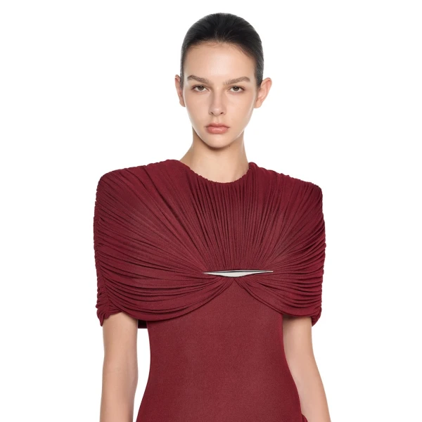 CHATS by C.Dam Rachel Dress in Maroon | Mini Dresses | Coveti