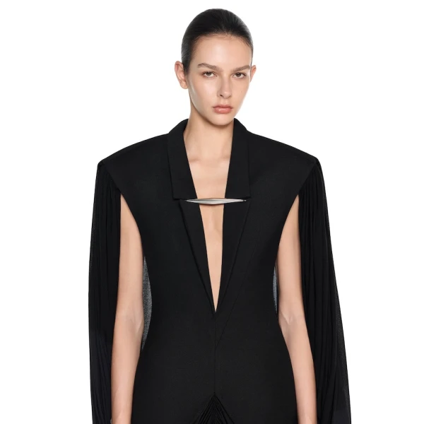 CHATS by C.Dam Rana Dress in Black, view 4