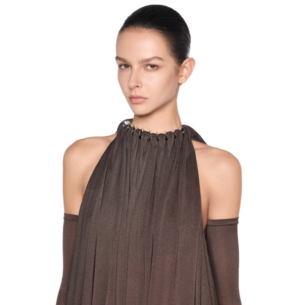 CHATS by C.Dam Rosalind Top and Skirt Set in Brown | Sleeveless | Coveti