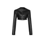 CHATS by C.Dam Sabry Leather Jacket and Skirt Set in Black | Leather Jackets | Coveti