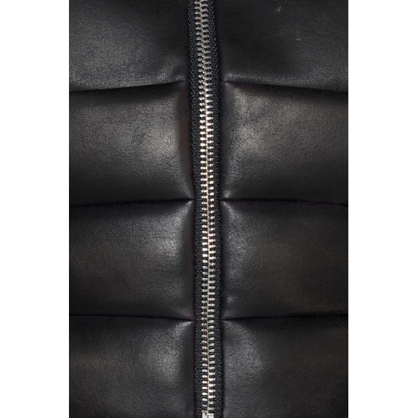 CHATS by C.Dam Sabry Leather Jacket and Skirt Set in Black, view 6
