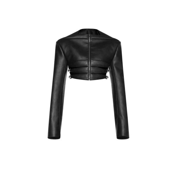 Sabry Leather Jacket and Skirt Set in Black