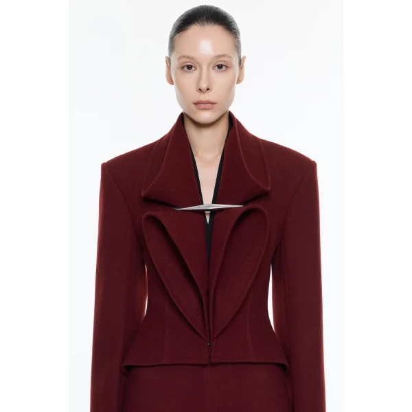CHATS by C.Dam Sagitta Blazer in Maroon Red | Blazers | Coveti