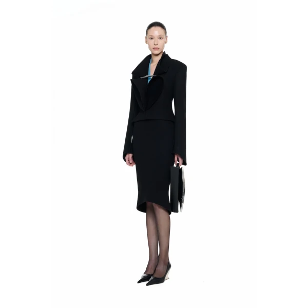 CHATS by C.Dam Sham Skirt in Black | Pencil Skirts | Coveti