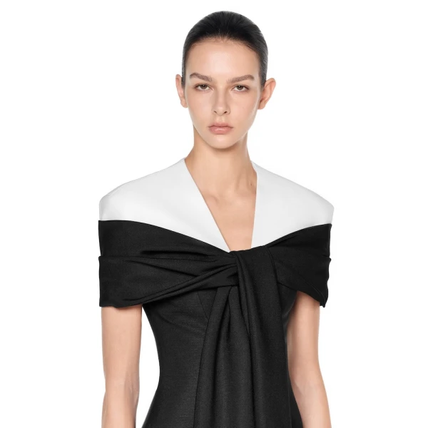 CHATS by C.Dam Sophie Dress in Black and White | Maxi Dresses | Coveti