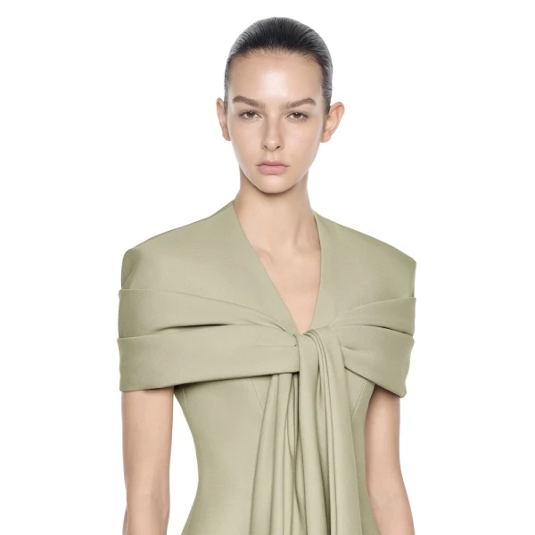 CHATS by C.Dam Sophie Dress in Sage Olive, view 4