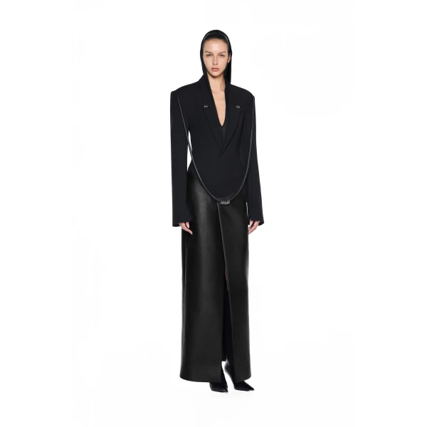 CHATS by C.Dam Vera Coat and Bodysuit Set in Black | Coats | Coveti