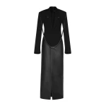 CHATS by C.Dam Vera Coat and Bodysuit Set in Black