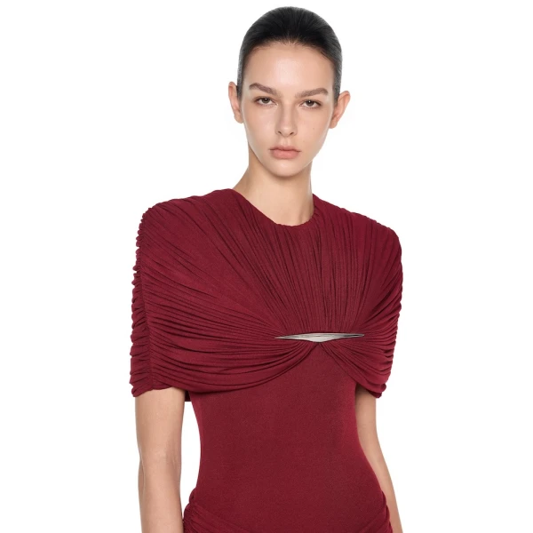 CHATS by C.Dam Virginia Dress in Maroon | Maxi Dresses | Coveti