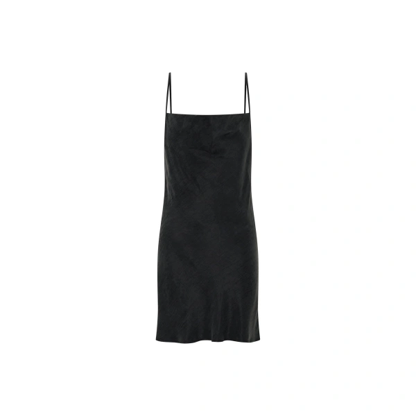 Allegro Satin Bias Mini Dress in Washed Black