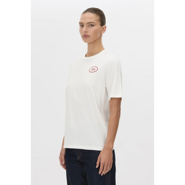 Camilla and Marc Azzurra Patch Tee in Soft White, view 3 | T-shirts | Coveti