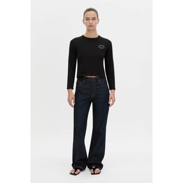 Camilla and Marc Carmine Fitted Long Sleeve Tee in Black, view 2 | Long Sleeve | Coveti