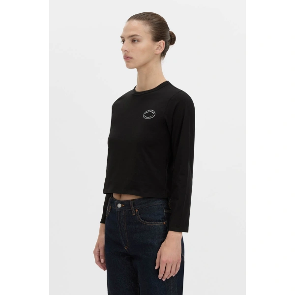Camilla and Marc Carmine Fitted Long Sleeve Tee in Black, view 3 | Long Sleeve | Coveti
