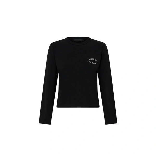 Carmine Fitted Long Sleeve Tee in Black