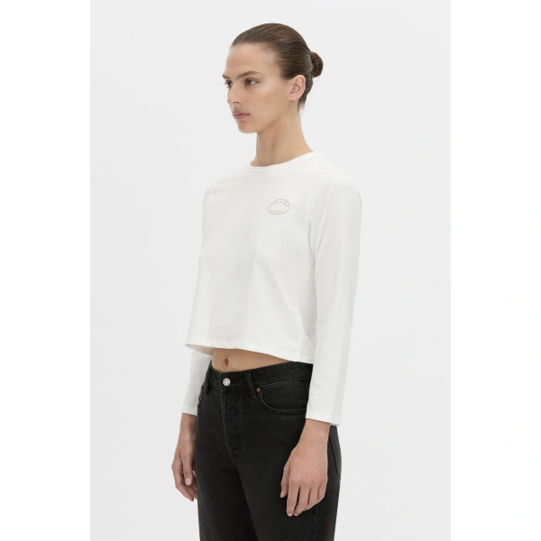 Camilla and Marc Carmine Fitted Long Sleeve Tee in Soft White, view 3 | Long Sleeve | Coveti