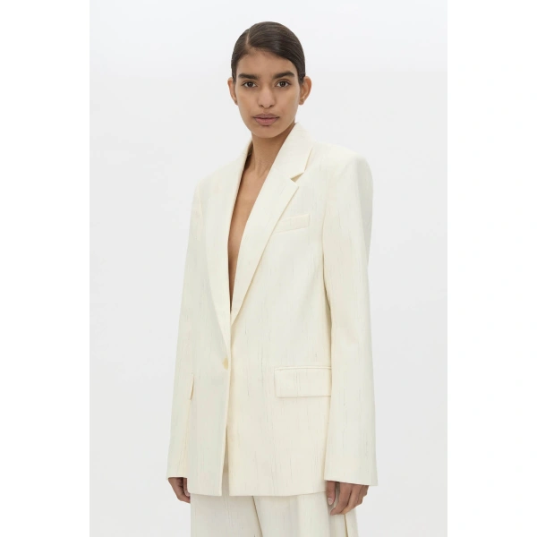 Camilla and Marc Casey Blazer in Cream Stripe, view 3 | Blazers | Coveti