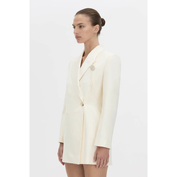 Camilla and Marc Chase Blazer Dress in Cream, view 3 | Mini Dresses | Coveti