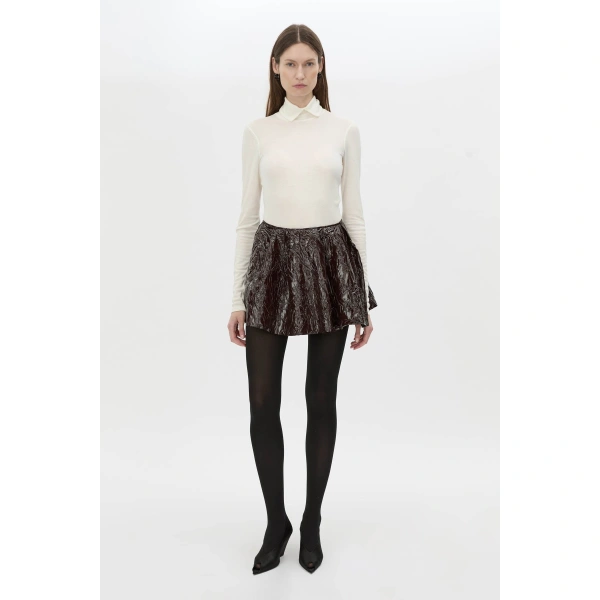 Camilla and Marc Diaz Skirt in Deep Burgundy, view 2 | Mini Skirts | Coveti