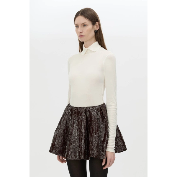 Camilla and Marc Diaz Skirt in Deep Burgundy, view 3 | Mini Skirts | Coveti