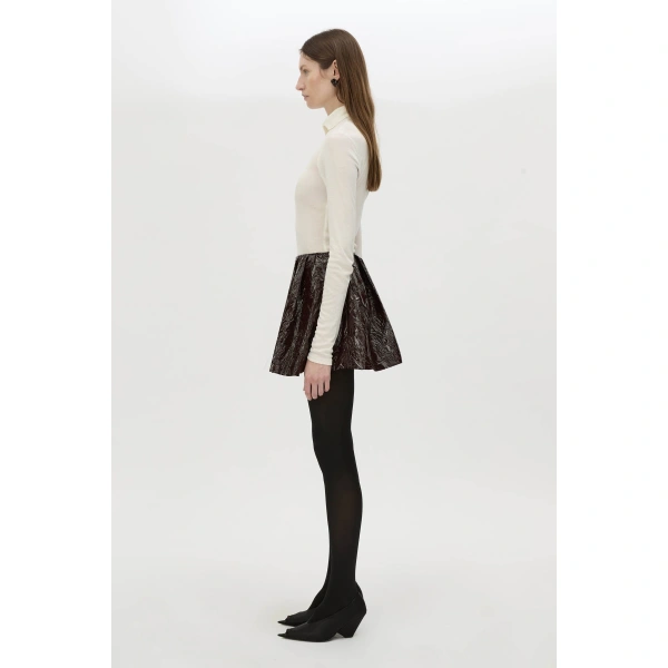 Camilla and Marc Diaz Skirt in Deep Burgundy, view 5 | Mini Skirts | Coveti