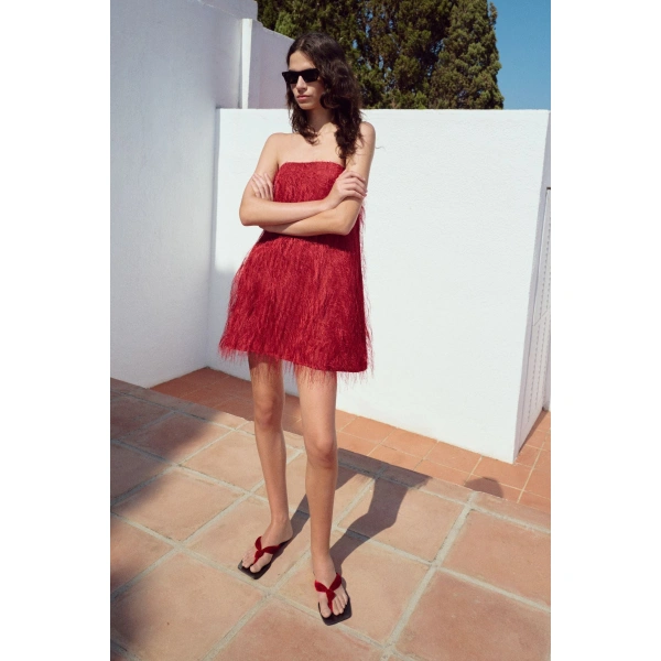 Camilla and Marc Evia Mini Dress in Lipstick Red, view 4 | Mini Dresses | Coveti