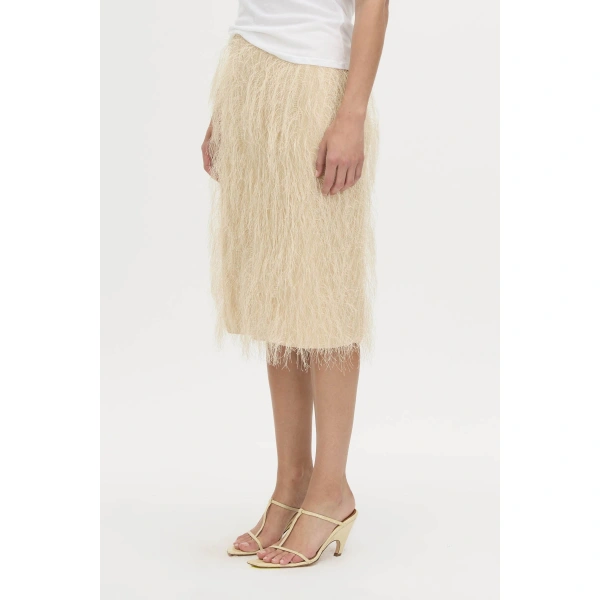 Camilla and Marc Evia Skirt in Golden Beige, view 3 | Midi Skirts | Coveti