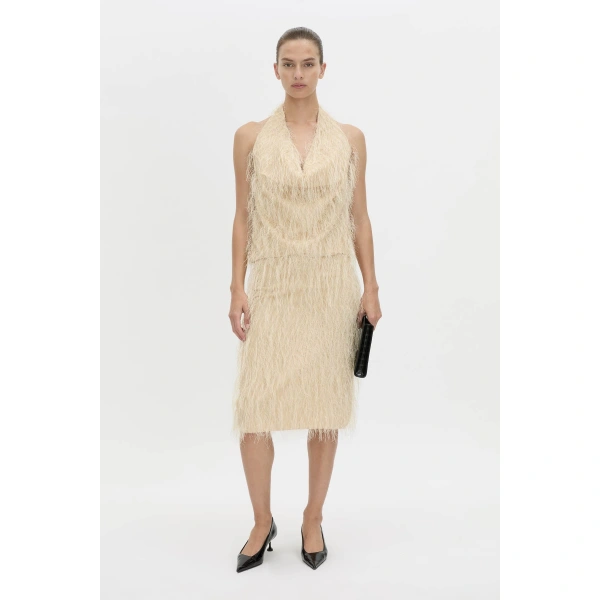 Camilla and Marc Evia Skirt in Golden Beige, view 5 | Midi Skirts | Coveti