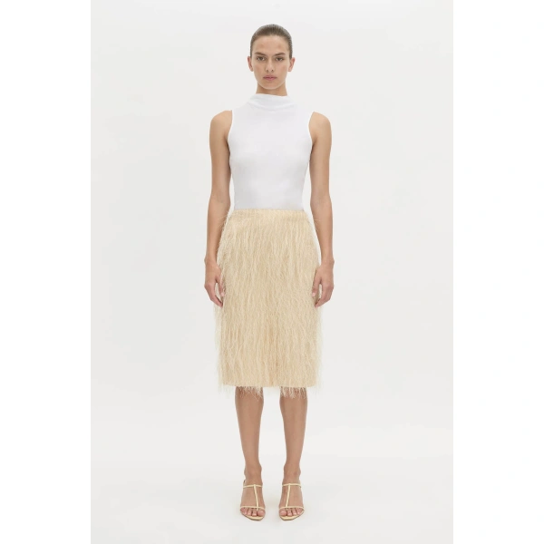 Camilla and Marc Evia Skirt in Golden Beige, view 6 | Midi Skirts | Coveti