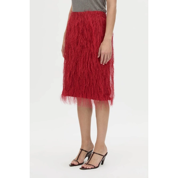 Camilla and Marc Evia Skirt in Lipstick Red, view 3 | Midi Skirts | Coveti