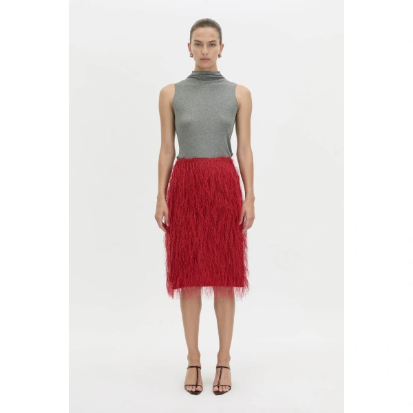 Camilla and Marc Evia Skirt in Lipstick Red, view 6 | Midi Skirts | Coveti