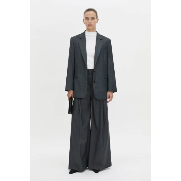 Camilla and Marc Ivar Blazer in Navy Chocolate Check, view 2 | Blazers | Coveti