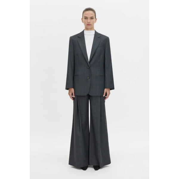 Camilla and Marc Ivar Blazer in Navy Chocolate Check, view 4 | Blazers | Coveti