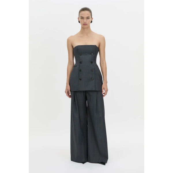 Camilla and Marc Ivar Bodice Top in Navy Chocolate Check, view 4 | Sleeveless | Coveti
