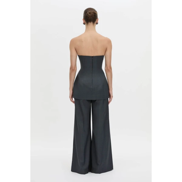 Camilla and Marc Ivar Bodice Top in Navy Chocolate Check, view 6 | Sleeveless | Coveti