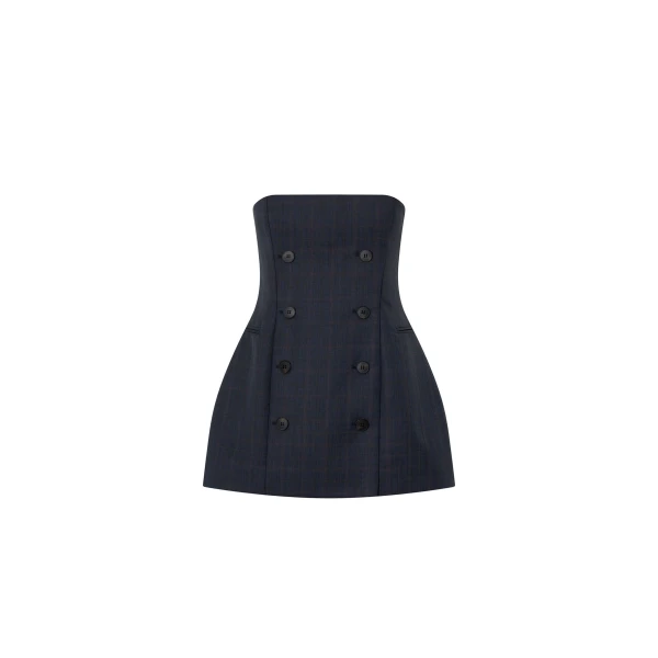 Camilla and Marc Ivar Bodice Top in Navy Chocolate Check | Sleeveless | Coveti