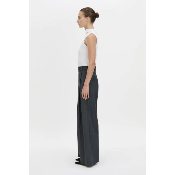 Camilla and Marc Ivar Pant in Navy Chocolate Check, view 6 | Wide leg pants | Coveti
