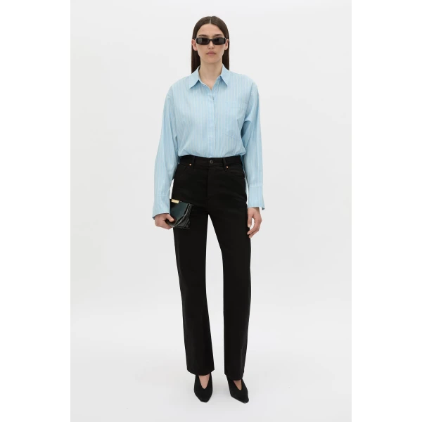 Camilla and Marc Jenie Stripe Shirt in Baby Blue Stripe, view 2 | Shirts | Coveti