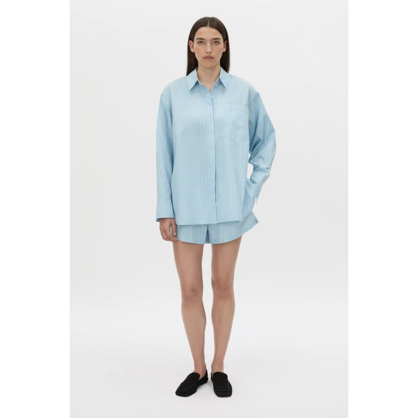 Camilla and Marc Jenie Stripe Shirt in Baby Blue Stripe, view 4 | Shirts | Coveti